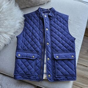 Hope And Henry Navy Quilted Vest with Gold Buttons
